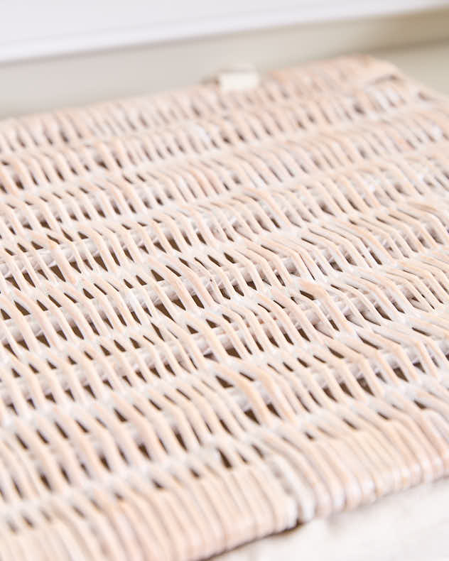 Large Lined Wicker Laundry Basket