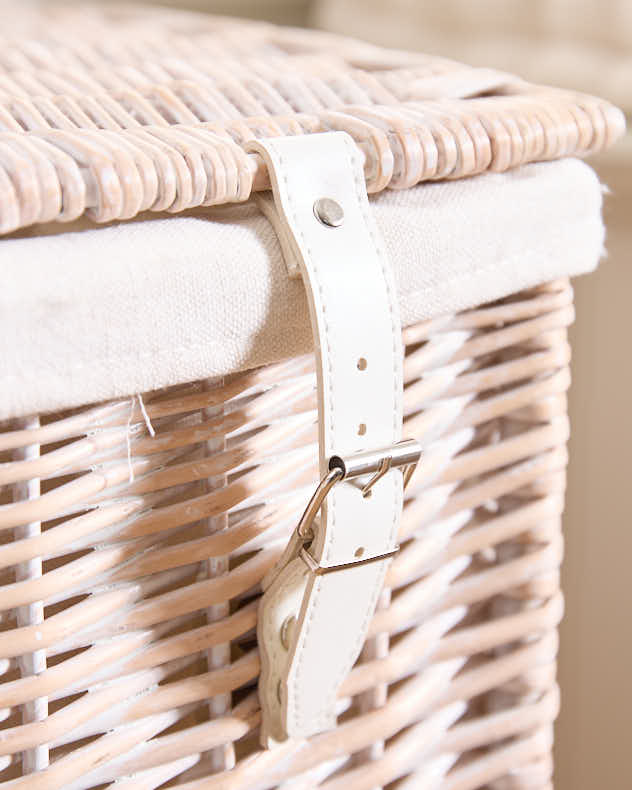 Large Lined Wicker Laundry Basket