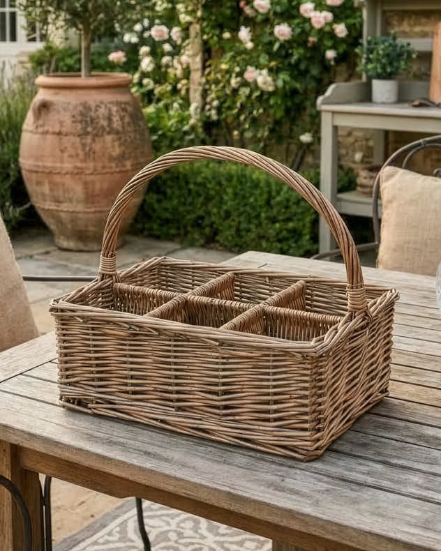Wicker 6 Bottle Wine Carrier Basket