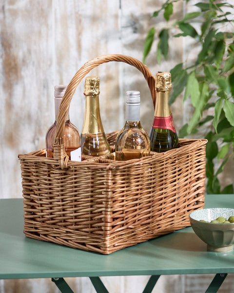Wicker wine bottle carrier sale