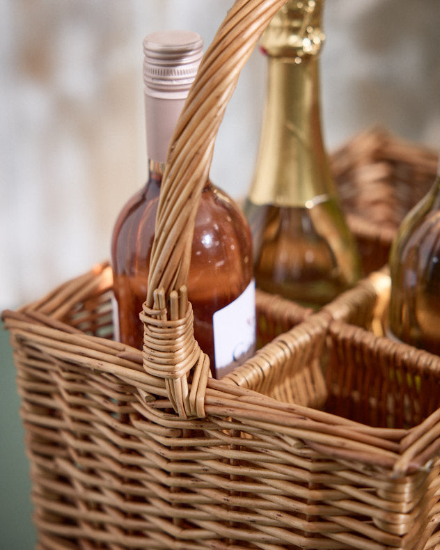 Wicker 6 Bottle Wine Carrier Basket Dibor