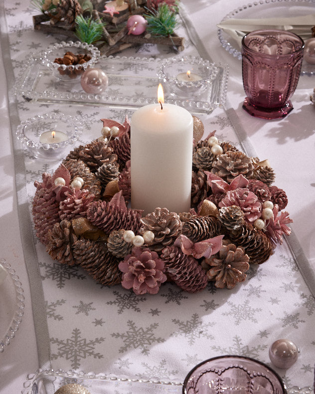 Enchanted Blush Pink Christmas Wreath 30cm