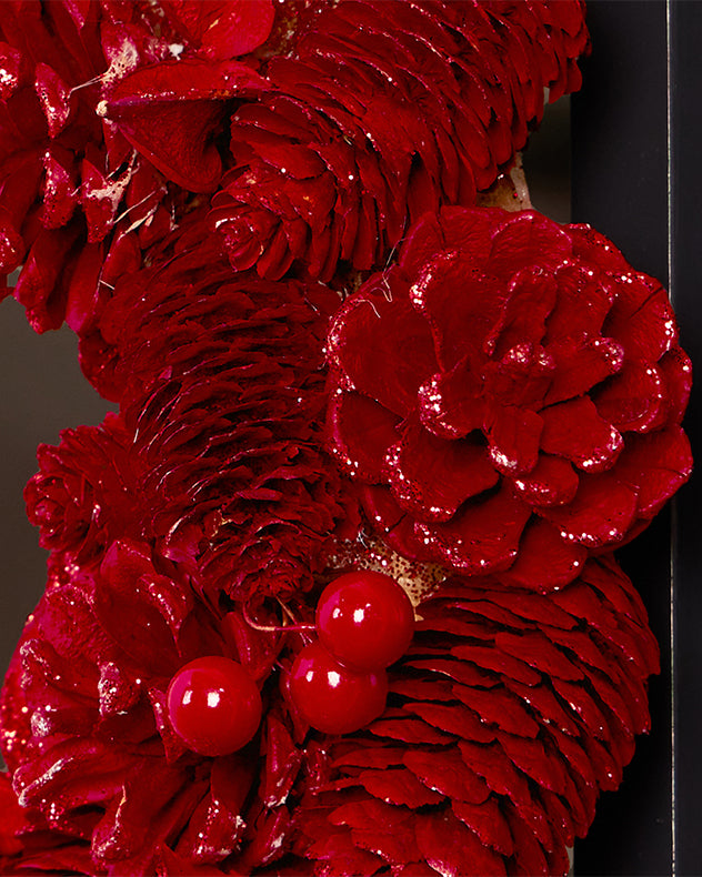 Ruby Red Christmas Pinecone Wreath 30cm