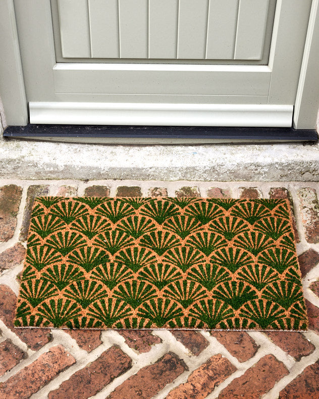 Art Deco Style Natural Coir Palm Leaf Doormat