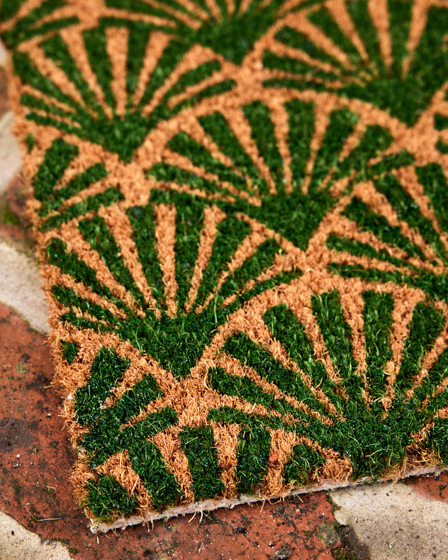 Art Deco Style Natural Coir Palm Leaf Doormat