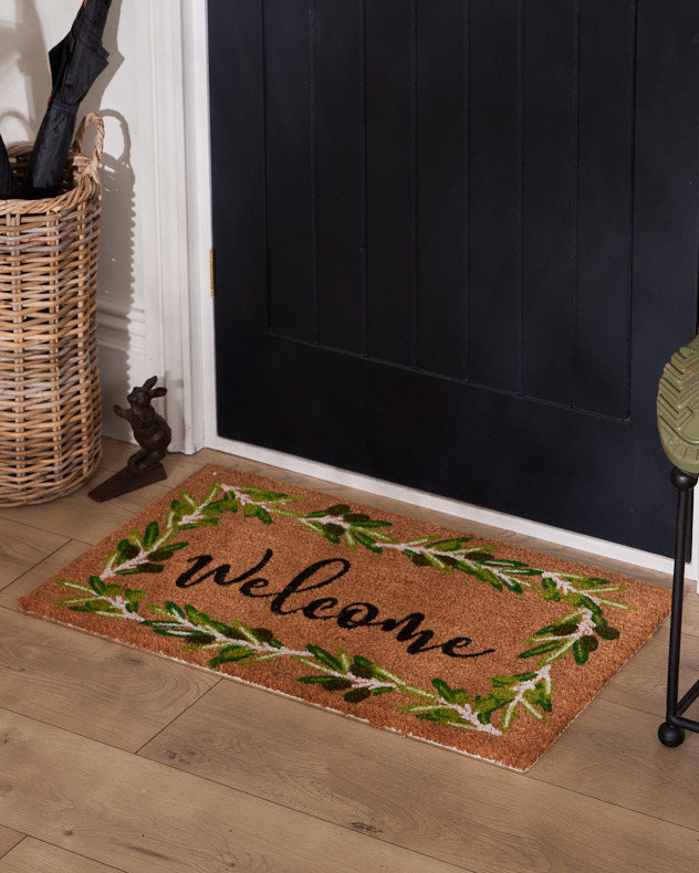 Ola Natural Coir Olive Wreath Doormat