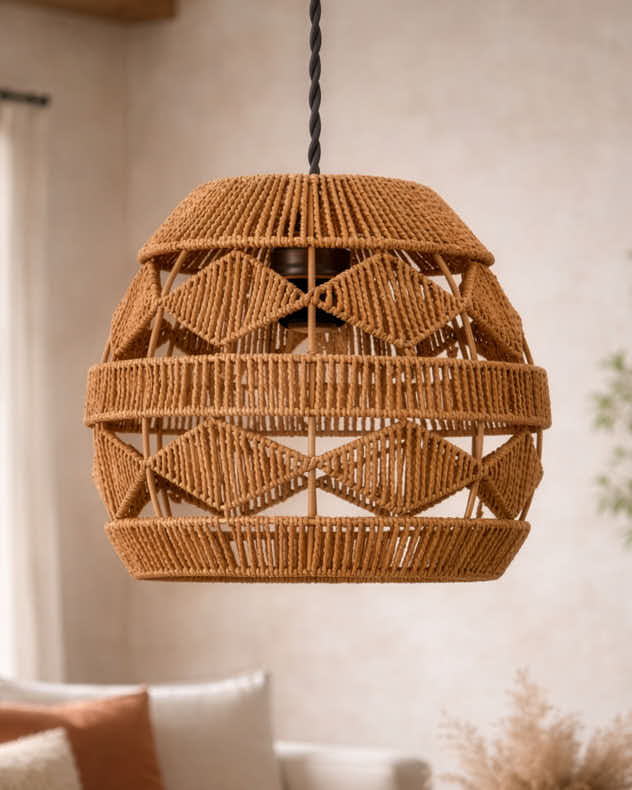 Natural Lamp Shades - Guthrie Rattan Easy Fit Light Shade