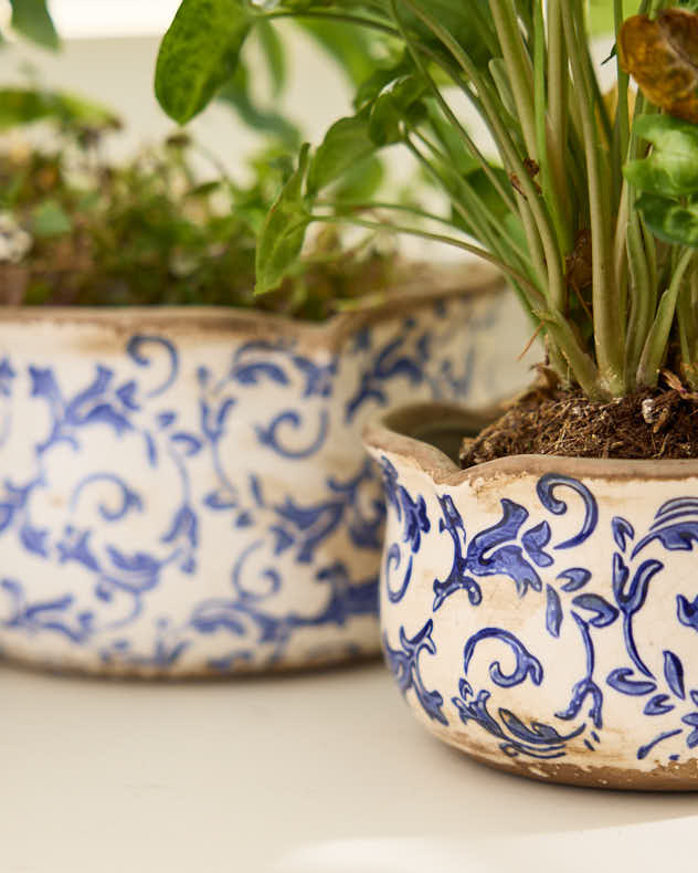 Set Of 3 Florence Indoor Planters Blue