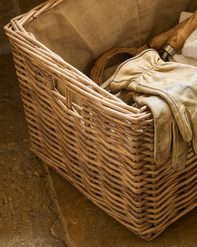 Under Bench Wicker Storage Basket