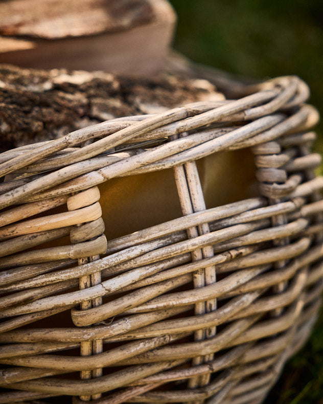 Boat Shaped Rattan Log Basket