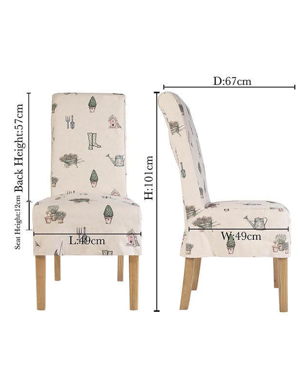 Set of 2 Country Print Dining Chairs