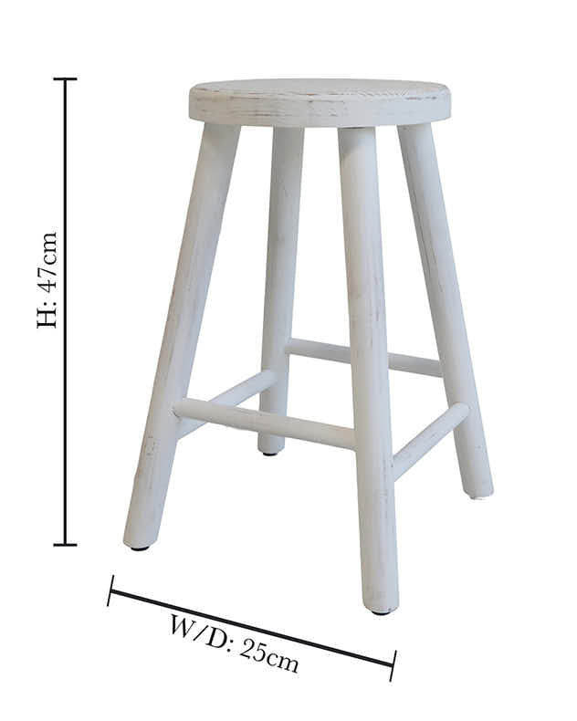 Rustic Antique White Stool