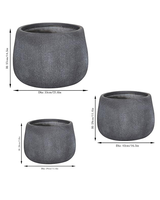 Pots &amp; Planters - Kalo Grey Striped Planter Collection