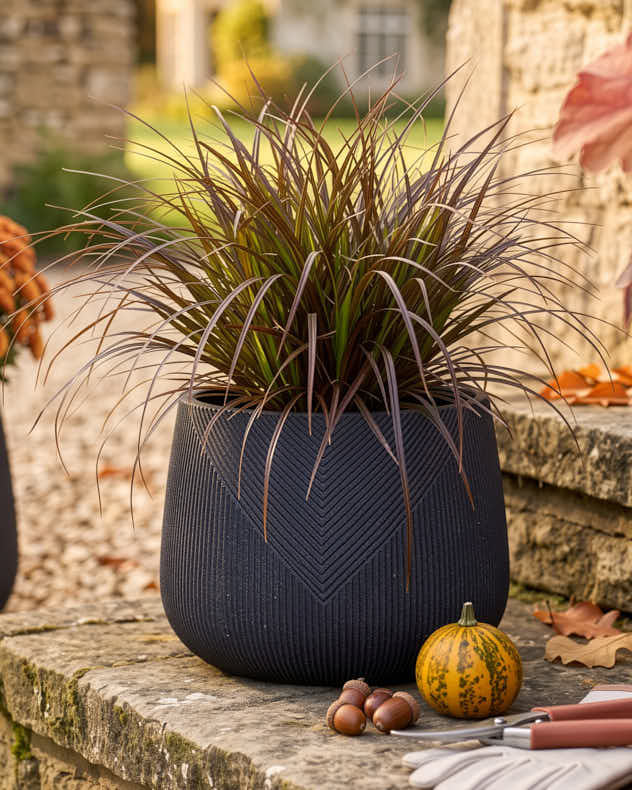 Kalo Grey Striped Planter Collection
