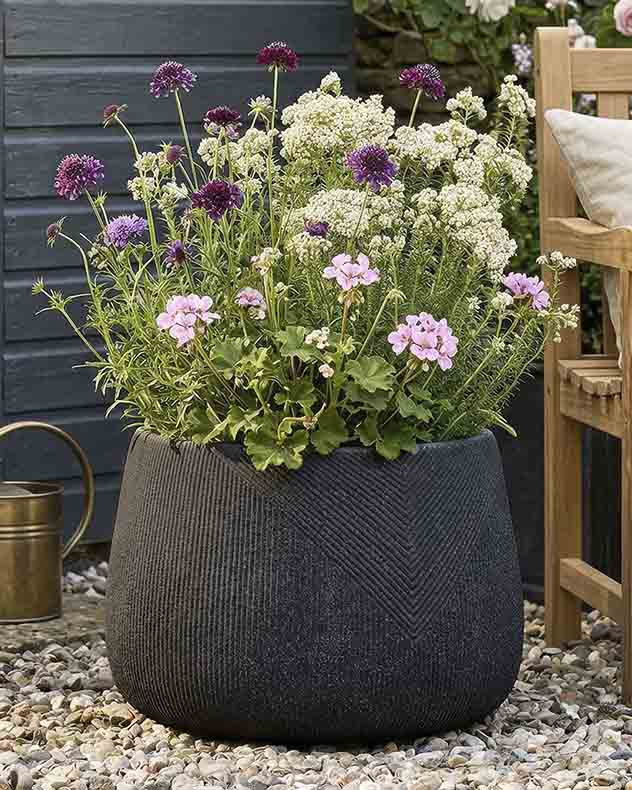 Pots &amp; Planters Set of 3 - Kalo Grey Striped Planter Collection