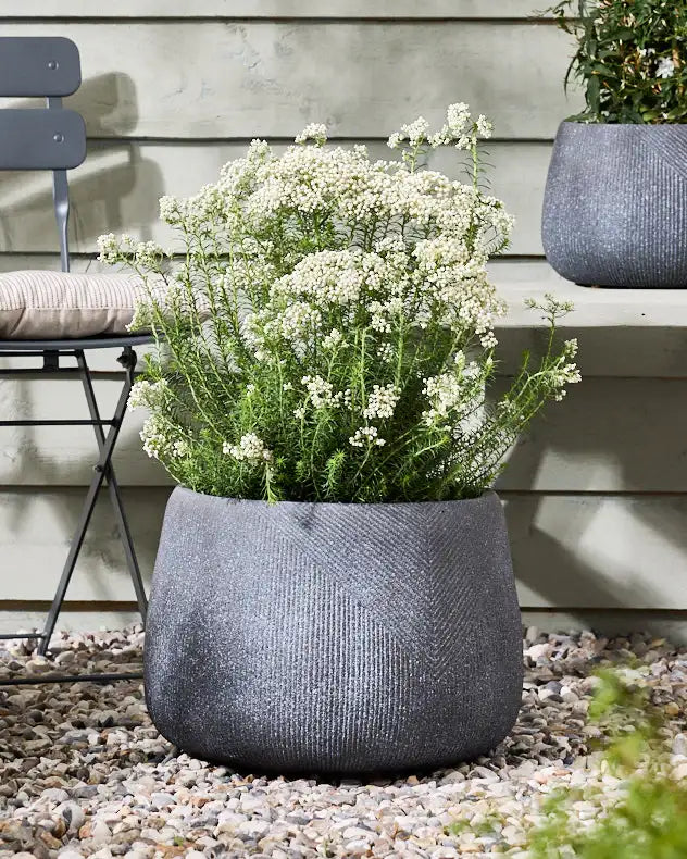 grey stripped planter