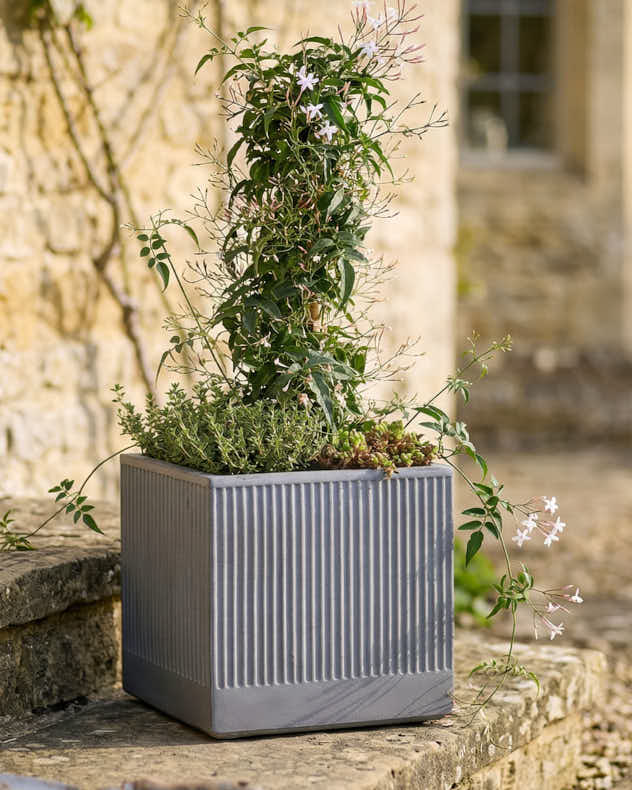 Pots &amp; Planters Medium - Agri Grey Ribbed Planter Collection