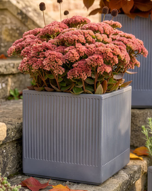 Agri Grey Ribbed Square Planter Collection