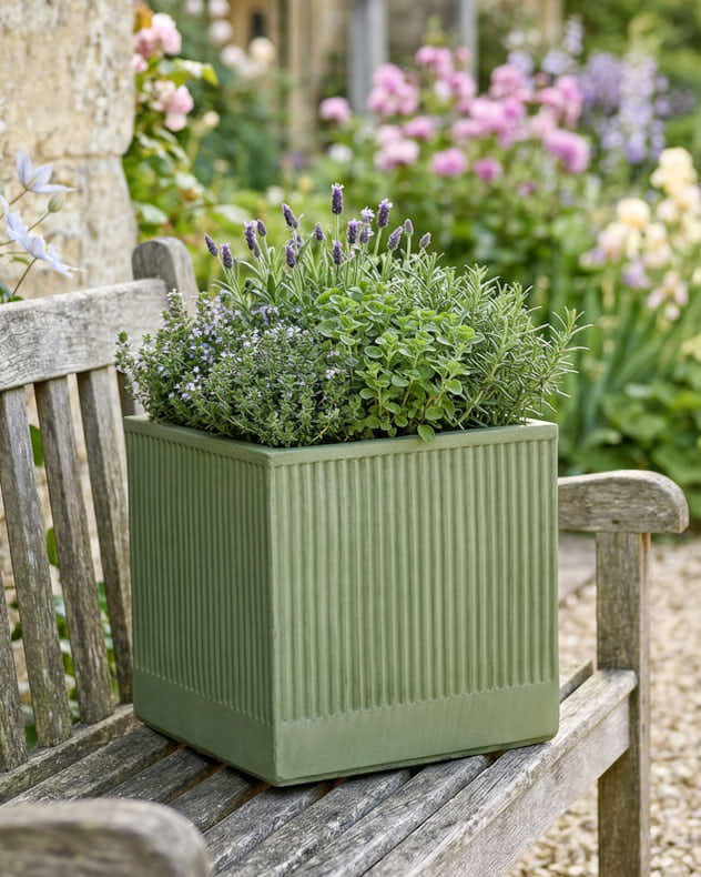 Pots &amp; Planters Medium - Agri Green Ribbed Planter Collection