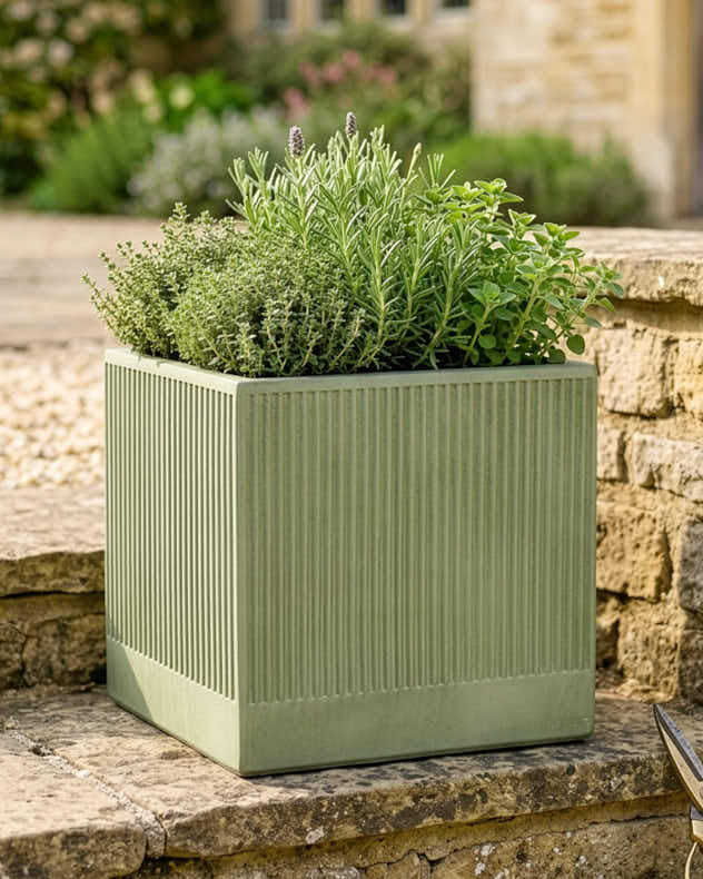Pots &amp; Planters Large - Agri Green Ribbed Planter Collection