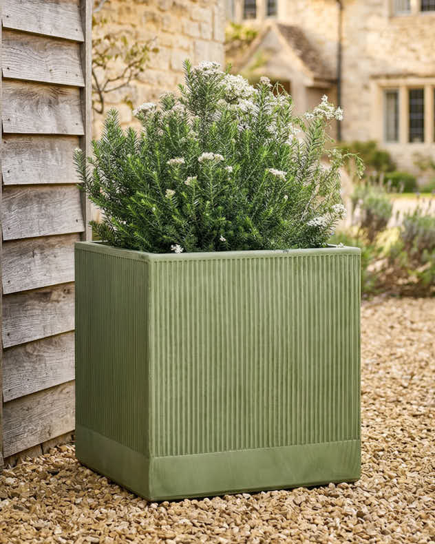 Pots &amp; Planters Set of 4 - Agri Green Ribbed Planter Collection