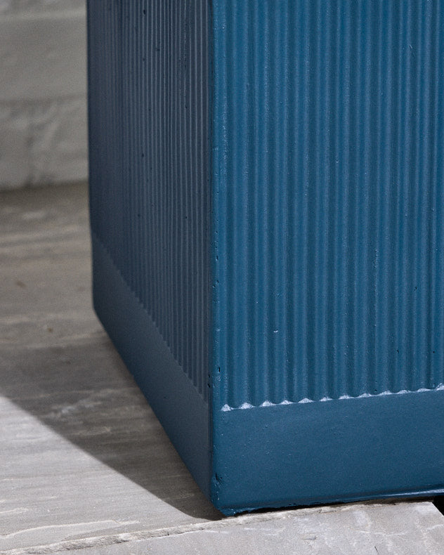 Medium Blue Chipped Ribbed Planter