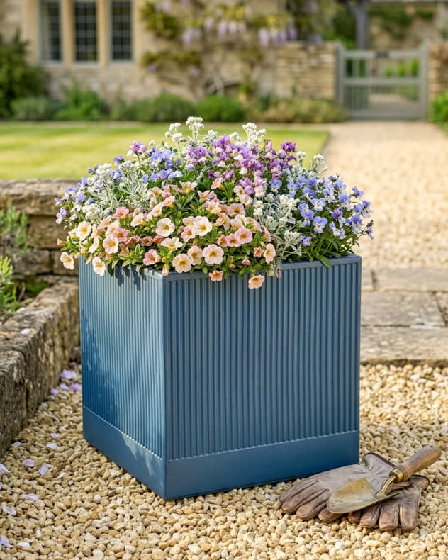 Pots &amp; Planters XL - Agri Blue Ribbed Planter Collection