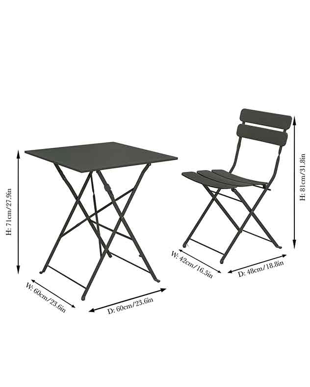 Grey 2 Person Garden Bistro Set