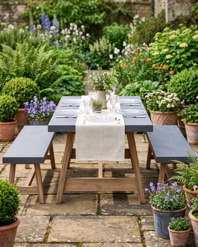 Culver Garden Table & Benches