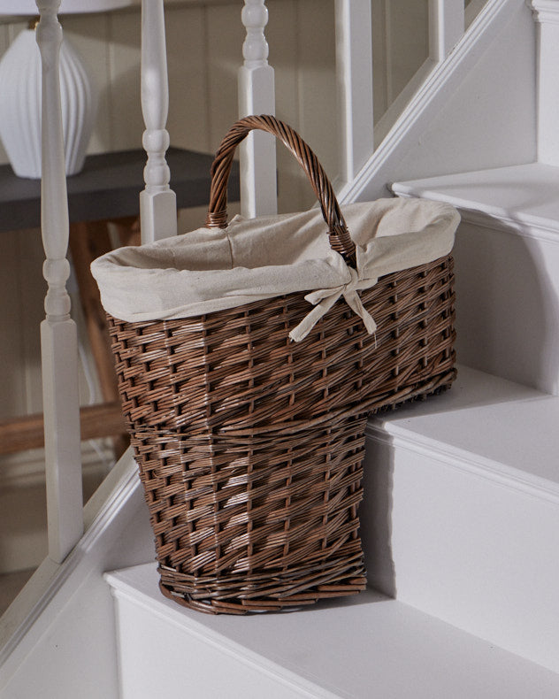 Willow Stair Basket With White Lining