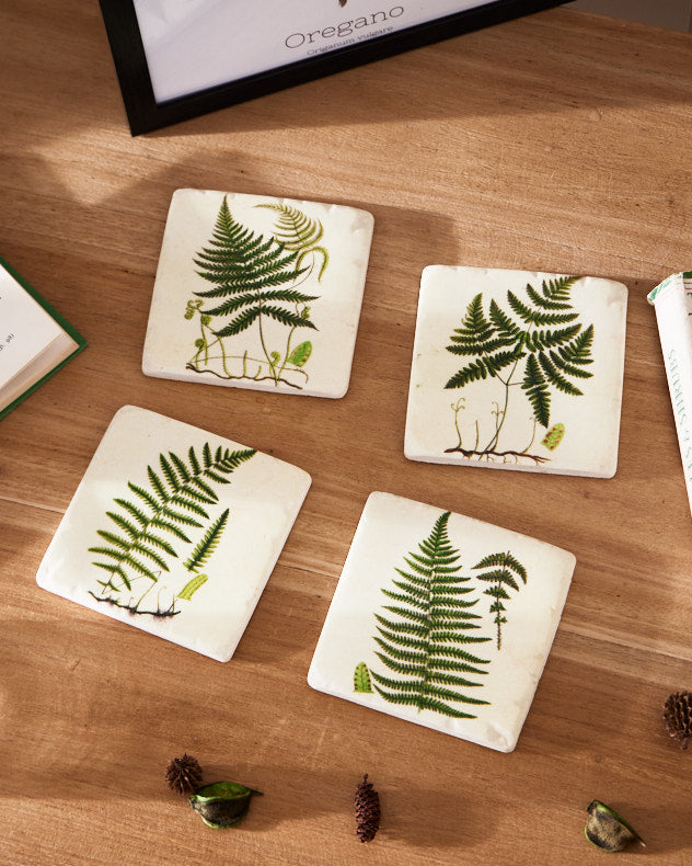 Set of 4 Green Leaf Coasters