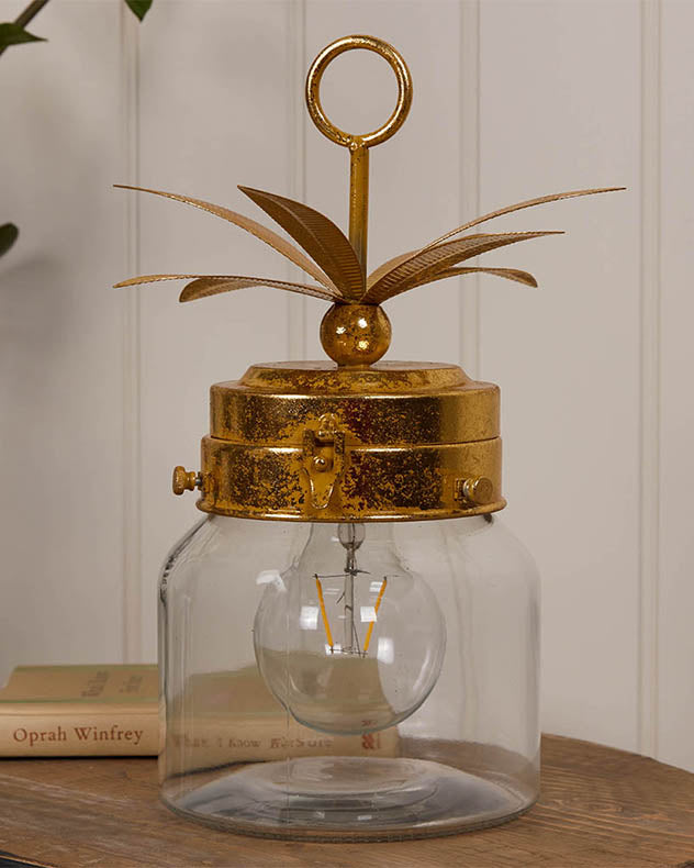 Gold Pineapple LED Jar Lamp