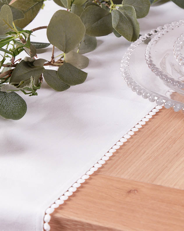 Marseille White French Knot Table Runner