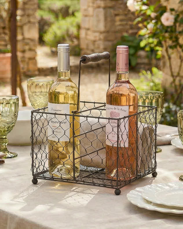 Black Wire Bottle Holders - 4 Compartment Bottle Carrier