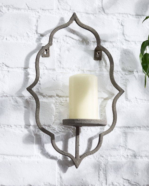 Grey Moroccan Wall Candle Sconce