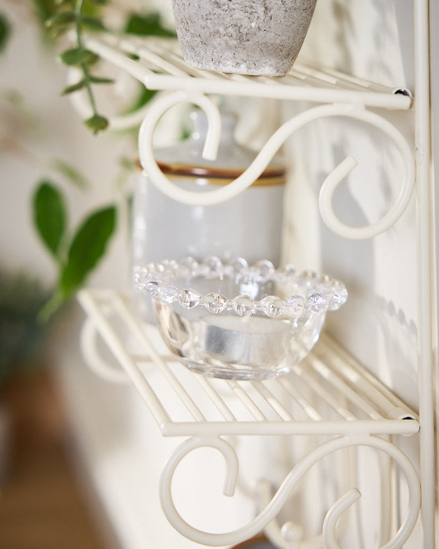 Ivory Wall Shelf Rack with Hooks