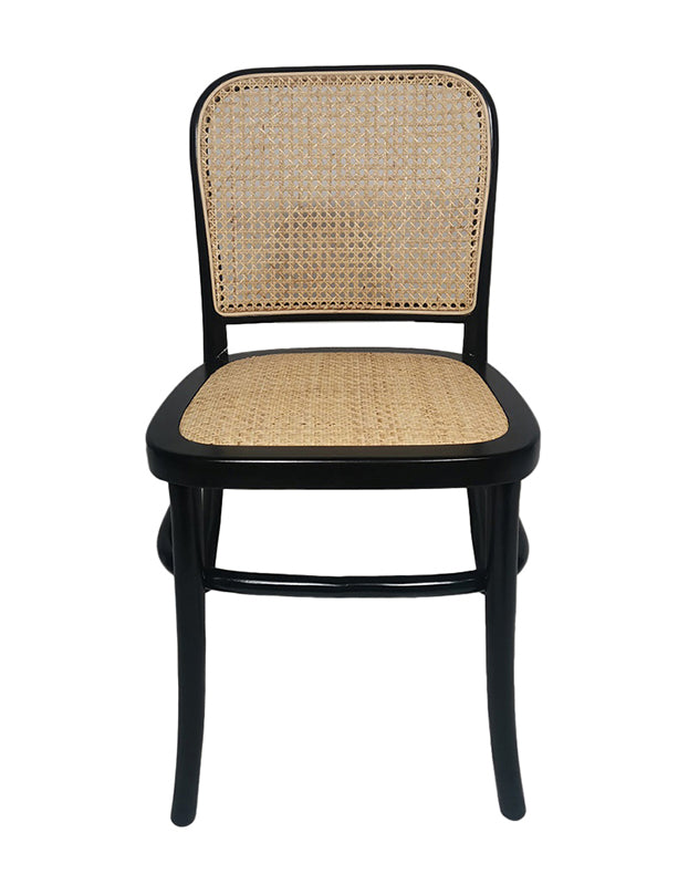 Set of 2 Noir Rattan Dining Chairs