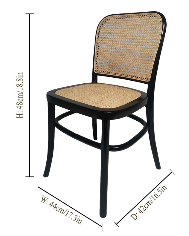 Set of 2 Noir Rattan Dining Chairs