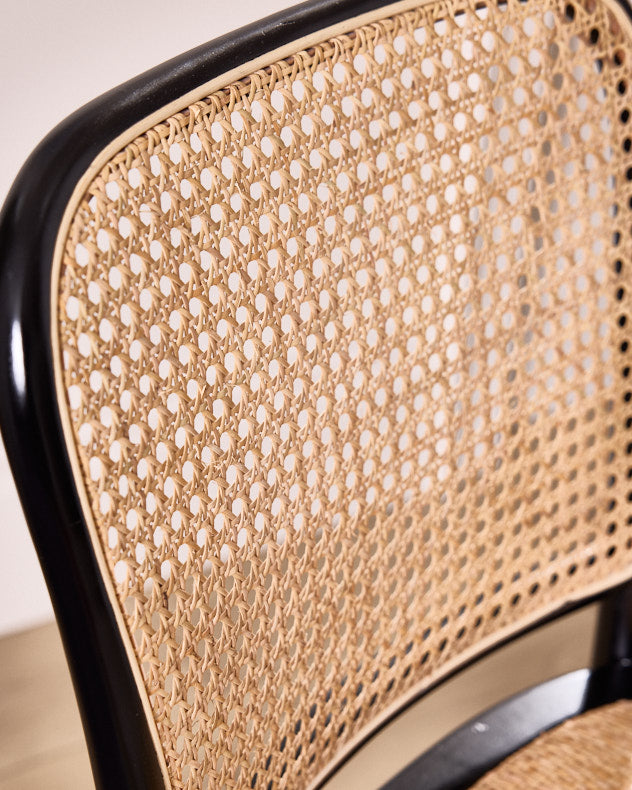 Set of 2 Noir Rattan Dining Chairs