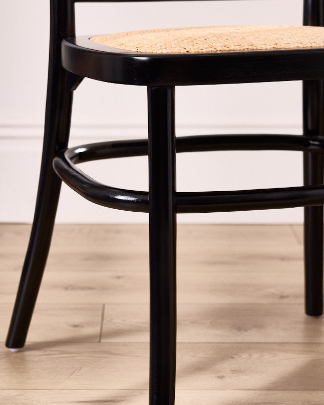 Set of 2 Noir Rattan Dining Chairs