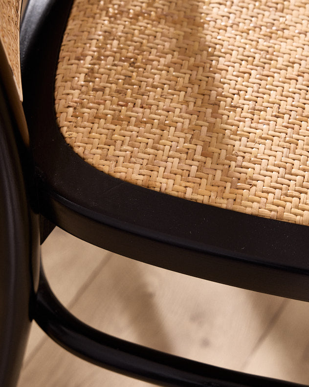 Set of 2 Noir Rattan Dining Chairs