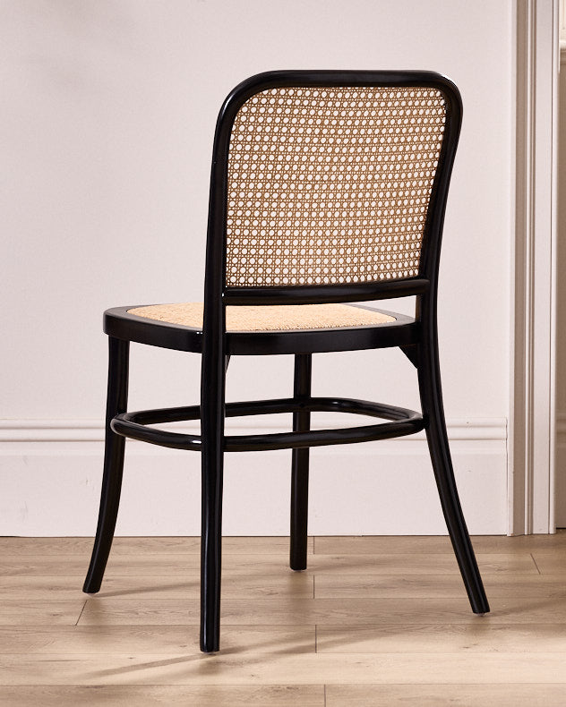 Set of 2 Noir Rattan Dining Chairs