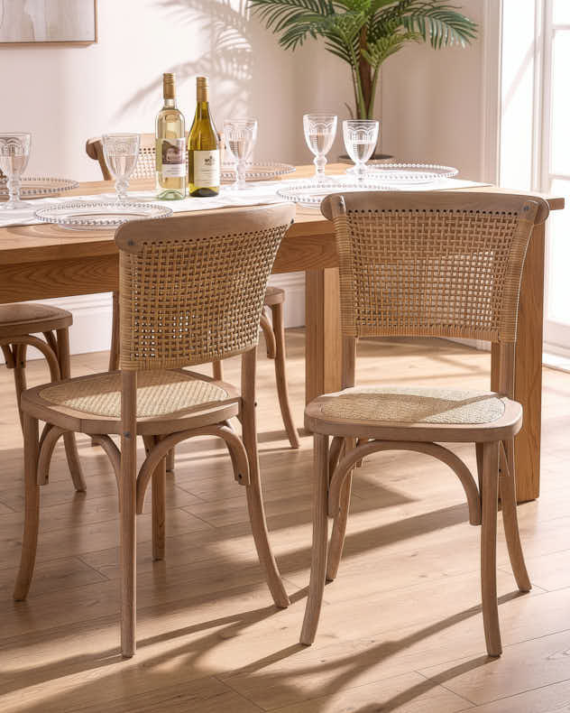 Set of 2 Wicker Dining Chairs
