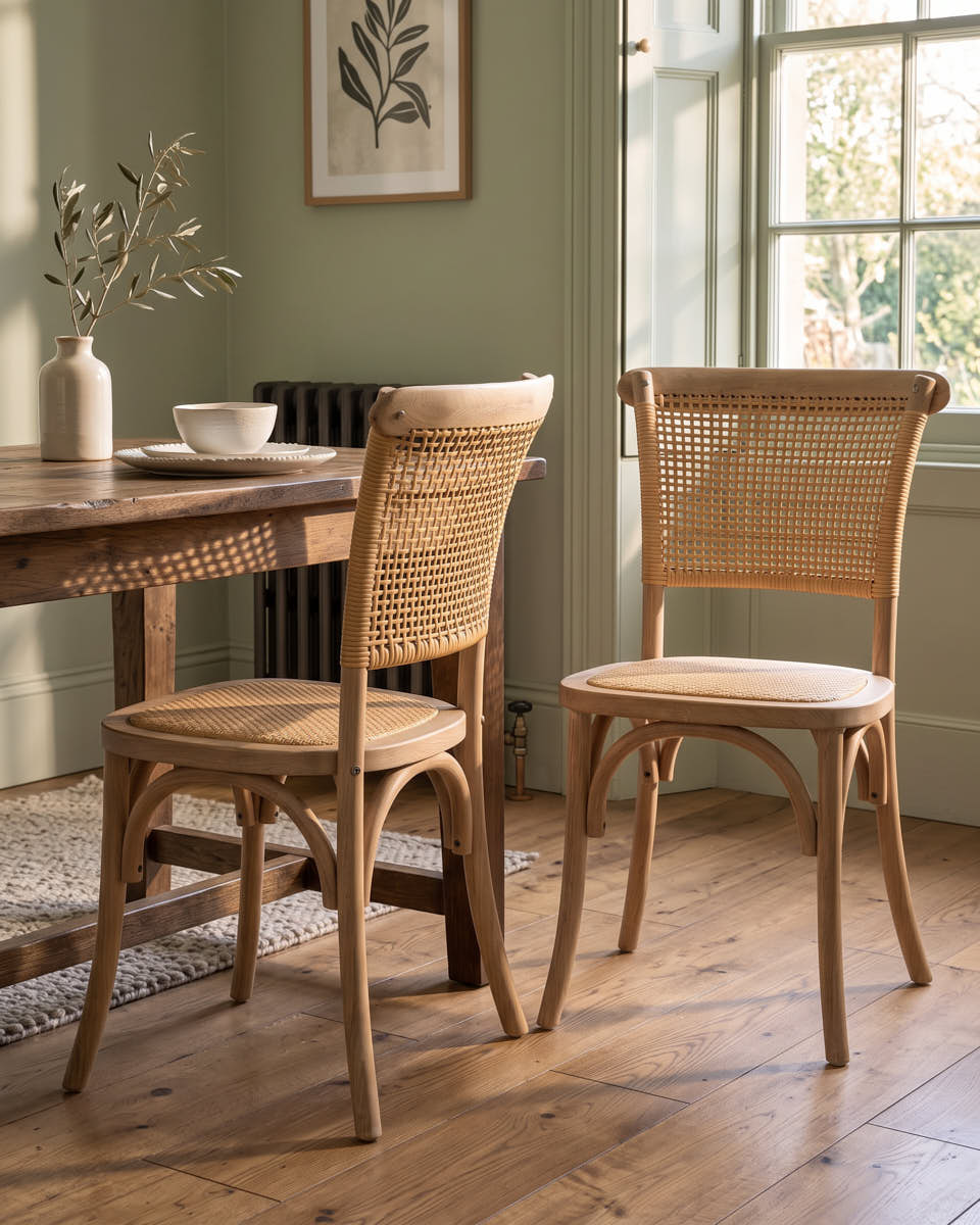 Set of 2 Wicker Dining Chairs