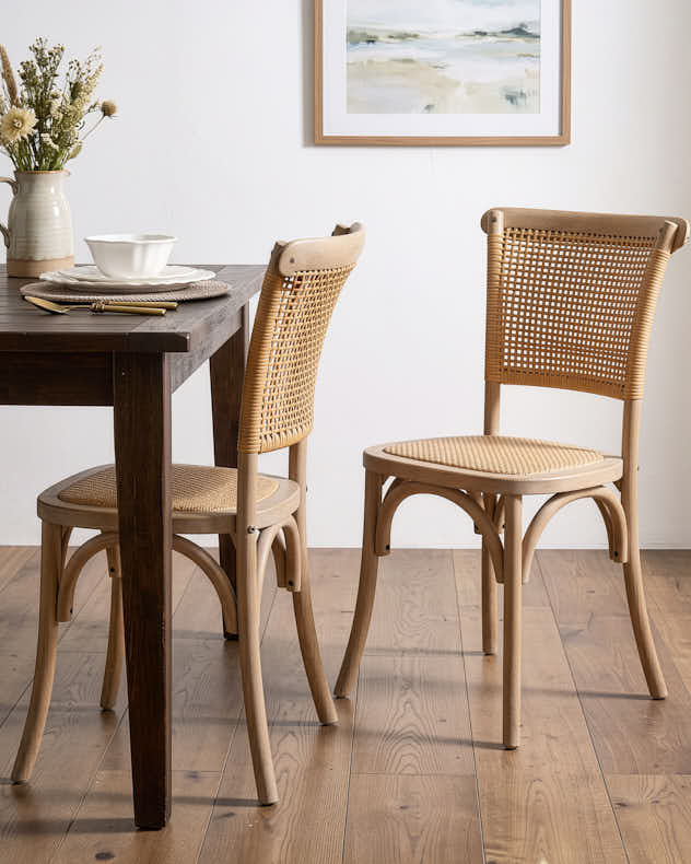 Set of 2 Wicker Dining Chairs