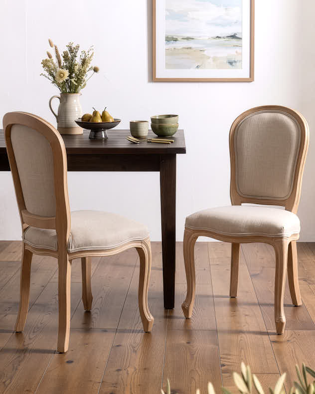 Set of 2 Loire Linen Dining Chairs