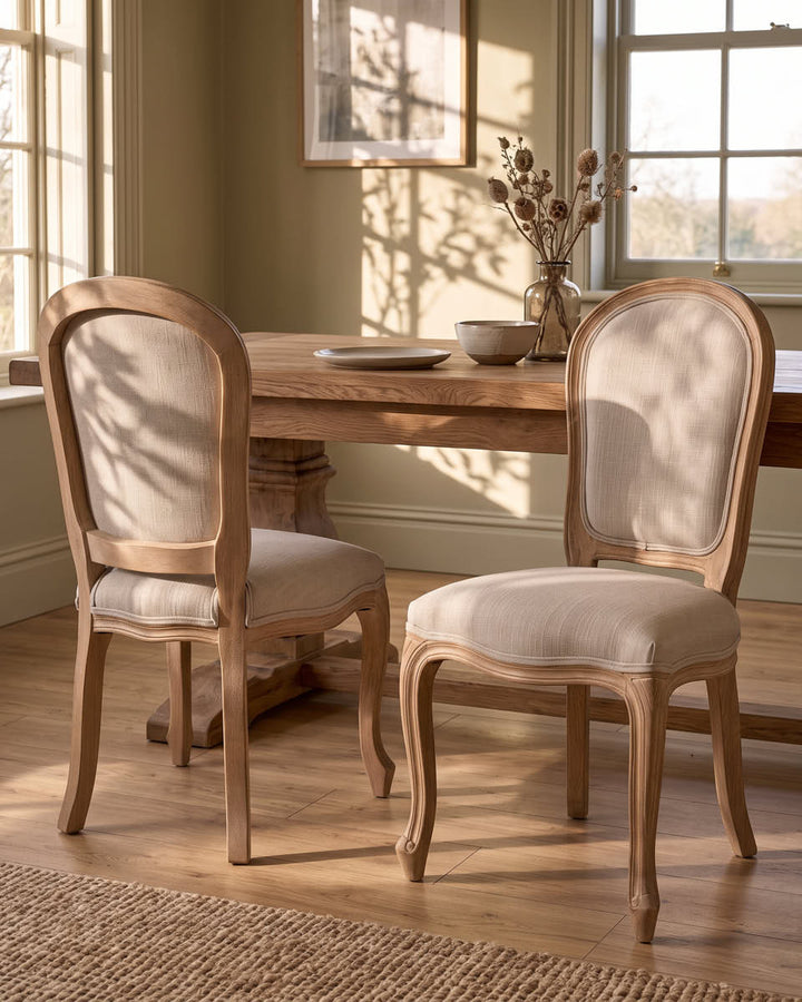 Set of 2 Loire Linen Dining Chairs