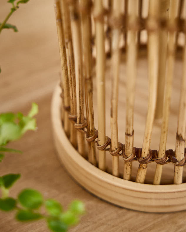 Bamboo Base Table Lamp Close Look