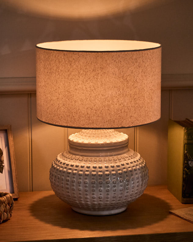 Table Lamps - Dimpled White Ceramic Table Lamp