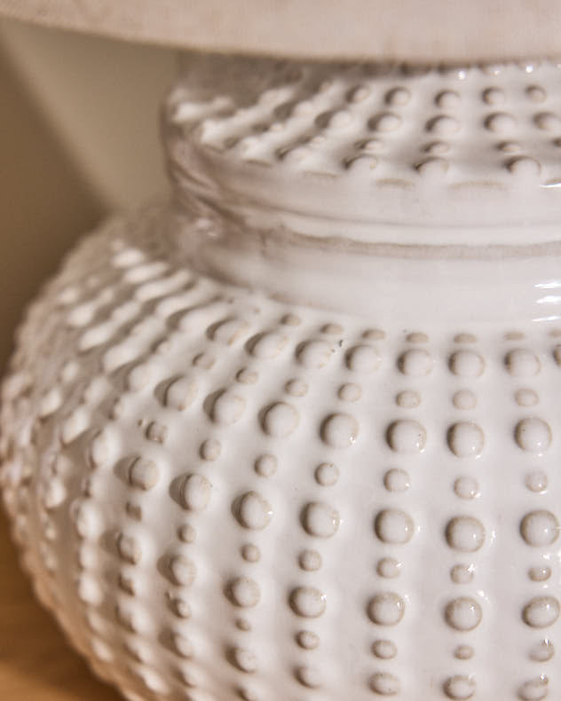 Table Lamps - Dimpled White Ceramic Table Lamp